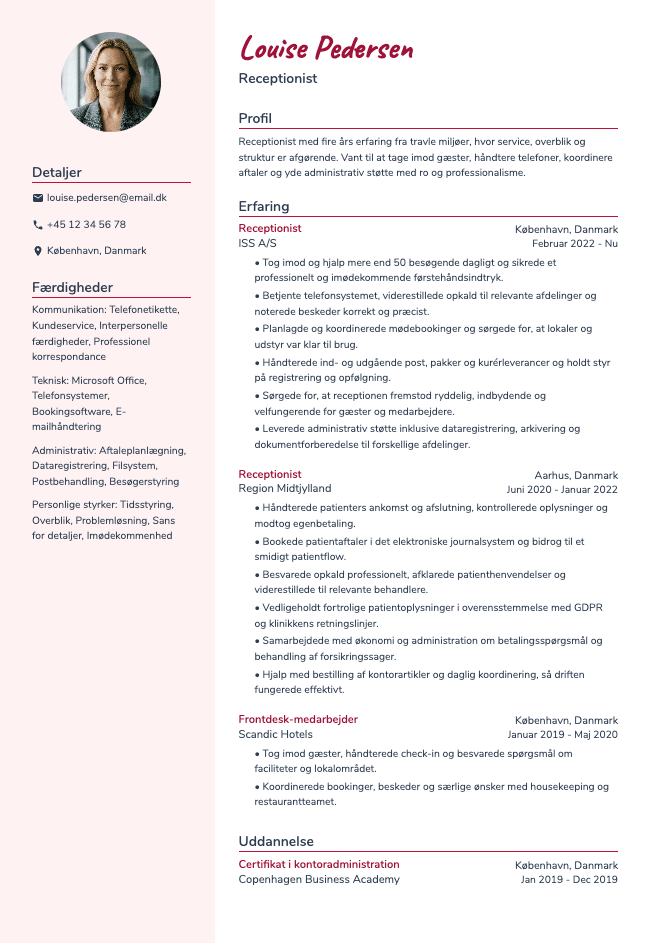 Receptionist CV