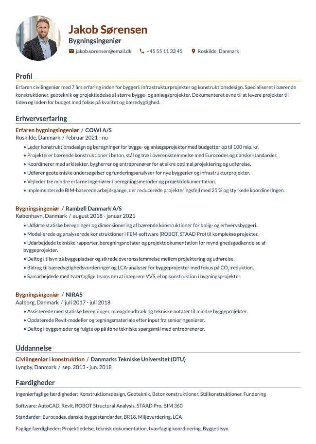 Bygningsingeniør CV