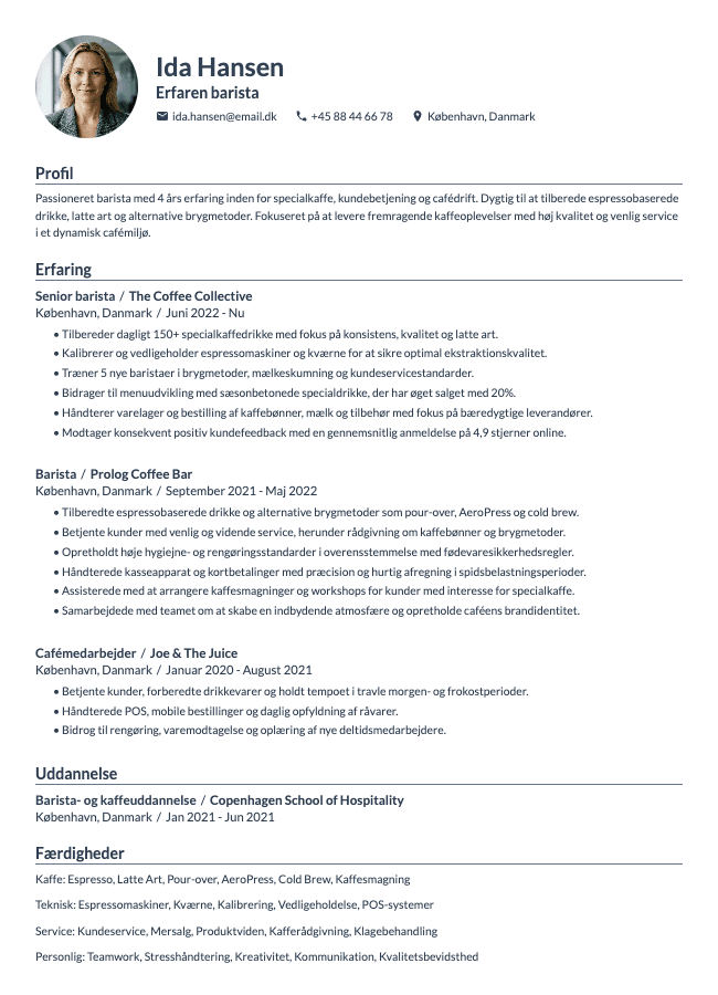 Barista CV