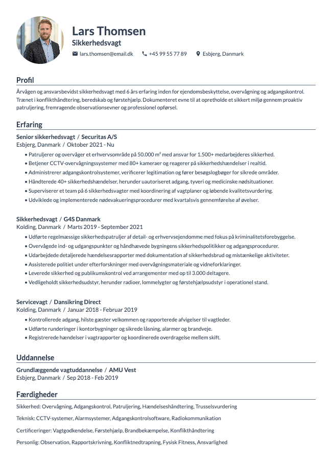 Sikkerhedsvagt CV