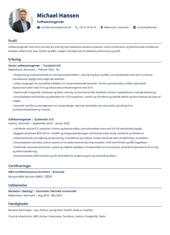 Softwareingeniør CV
