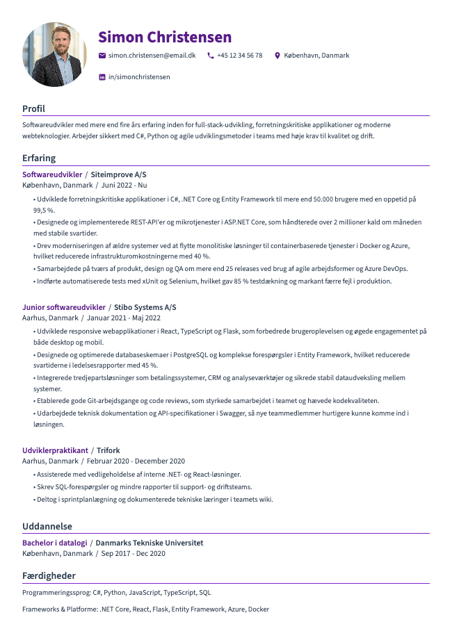 Softwareudvikler CV