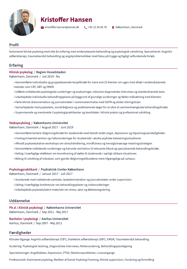 Klinisk psykolog CV