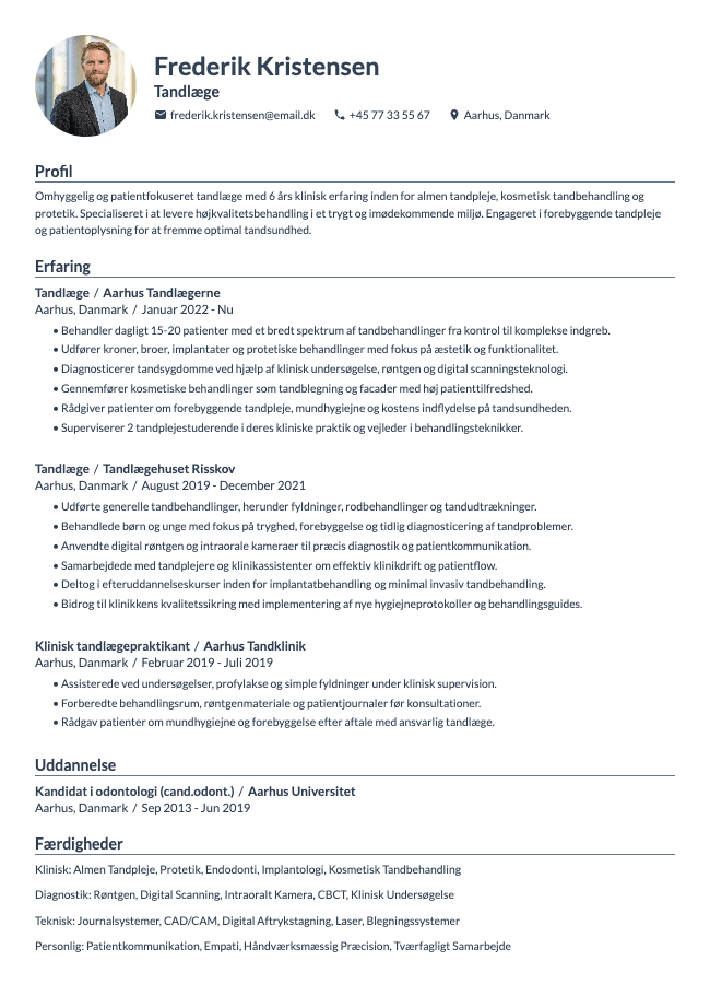 Tandlæge CV