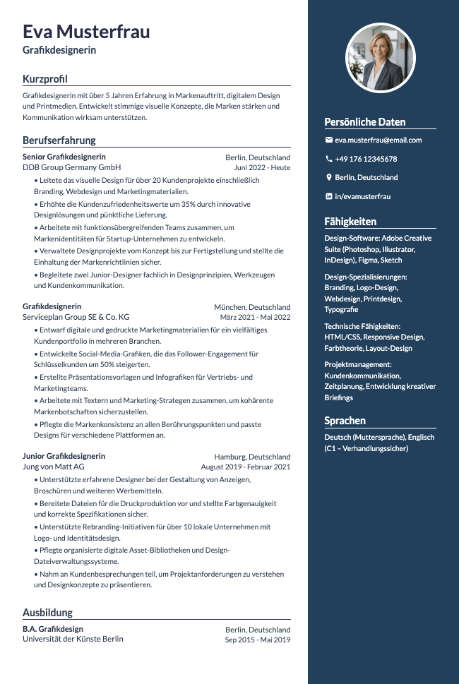 Lebenslauf als Grafikdesignerin