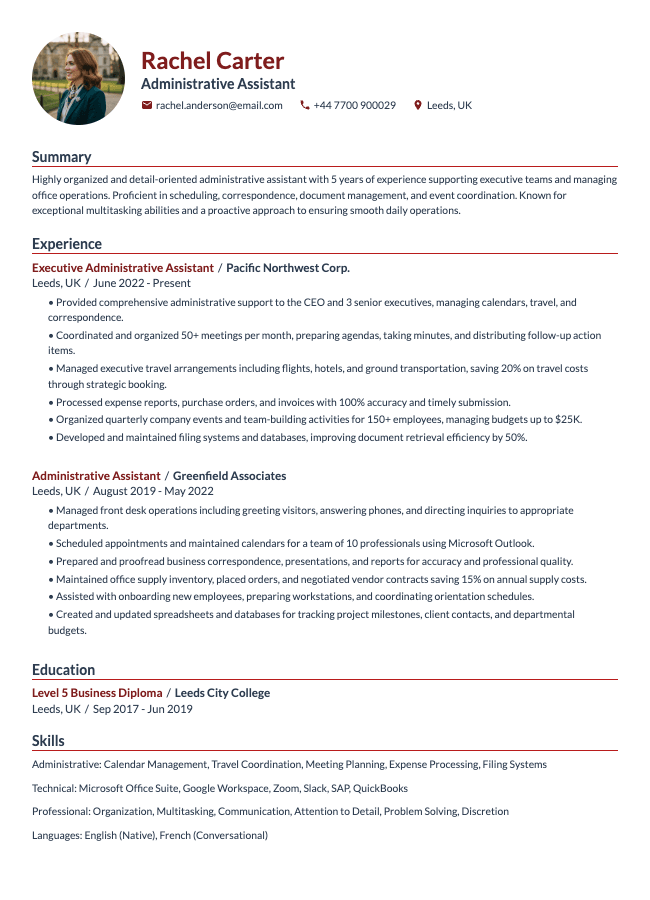 Administrative Assistant CV