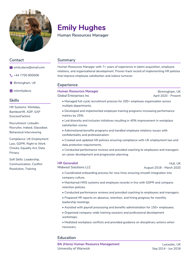 Human Resources Manager CV