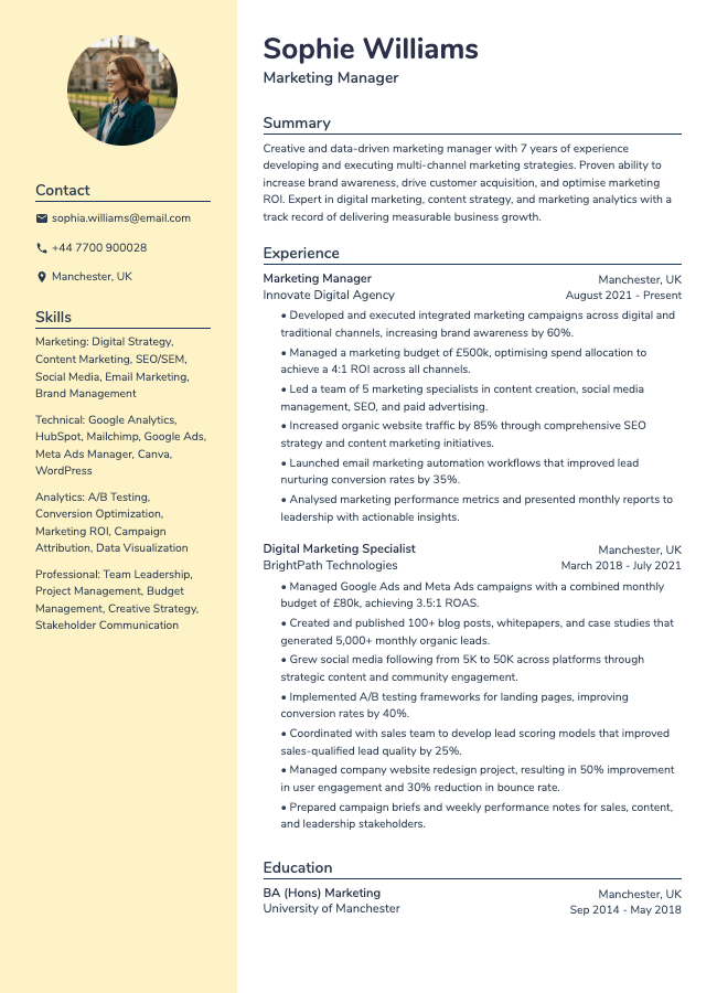 Prism resume template preview