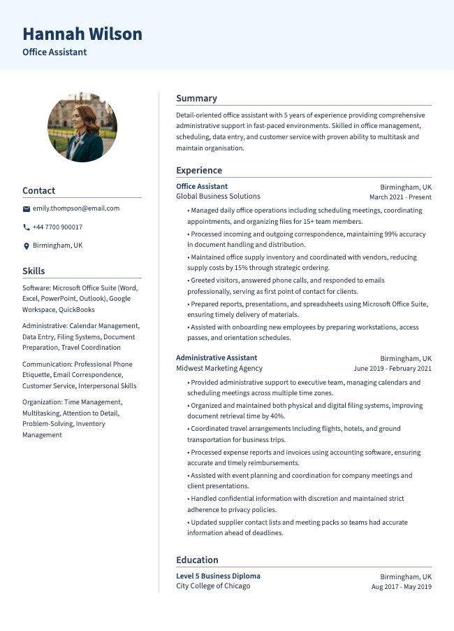 Office Assistant CV