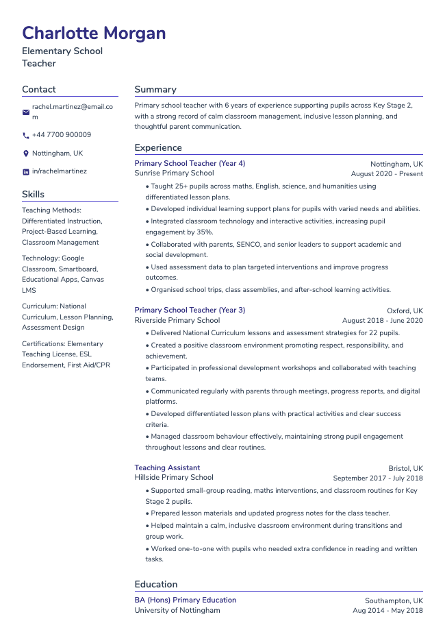 Teacher CV