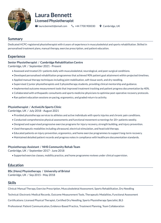 Physiotherapist CV