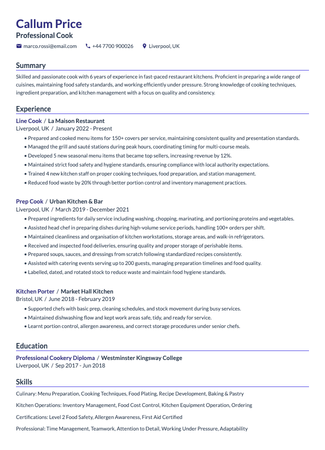 Cook CV