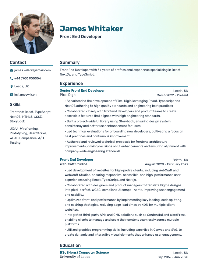 Front End Developer CV