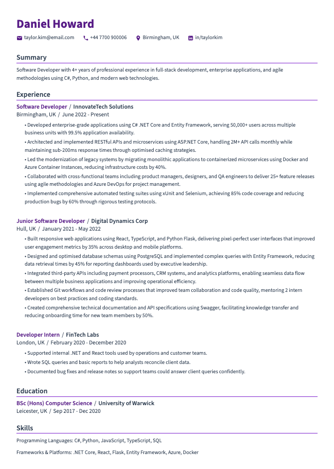Software Developer CV