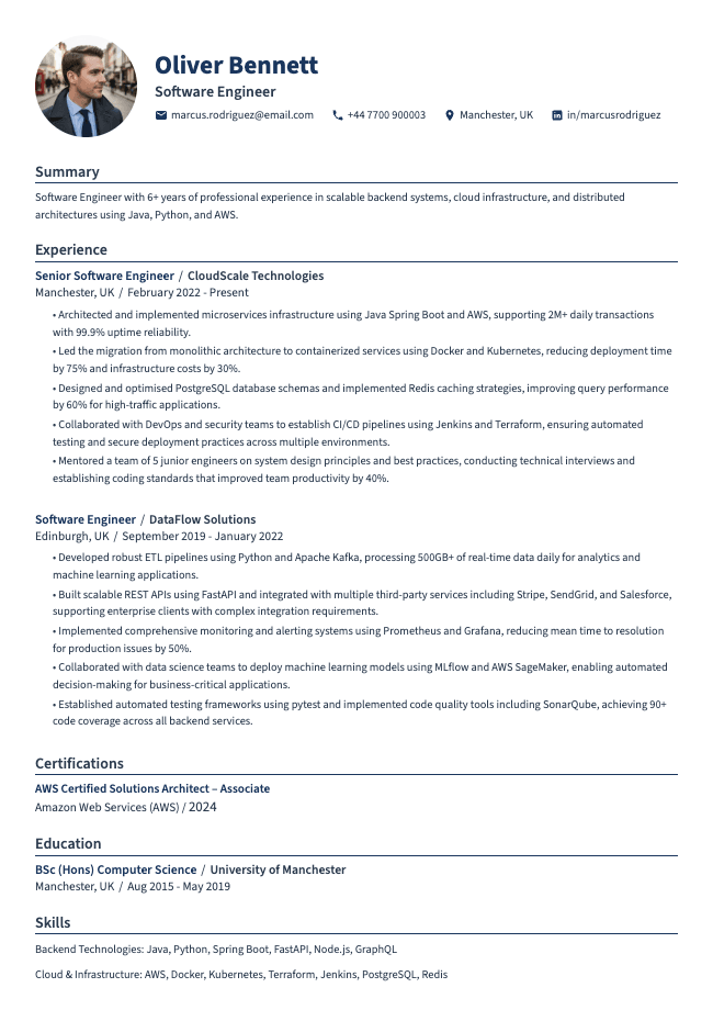 Software Engineer CV