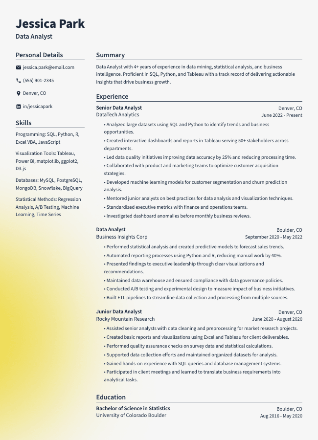 Edge resume template preview