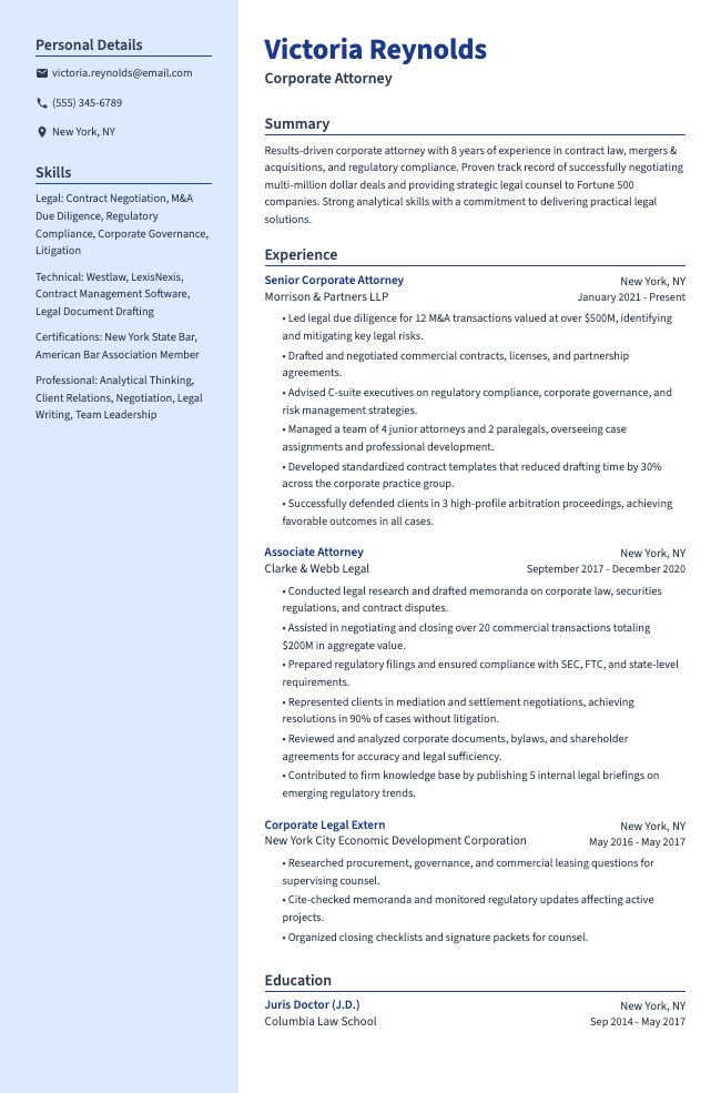 Crest resume template preview