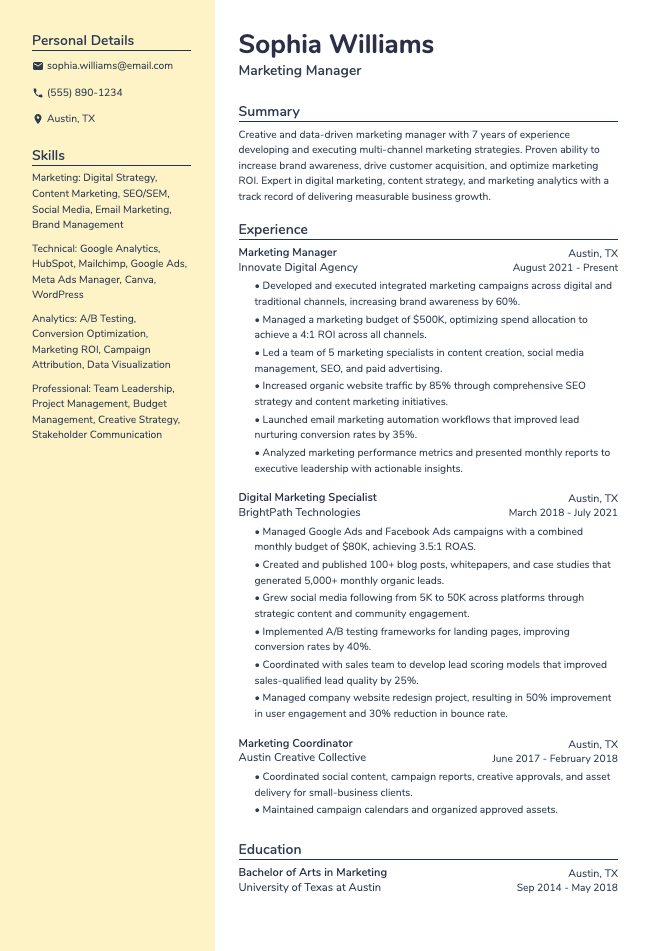 Prism resume template preview