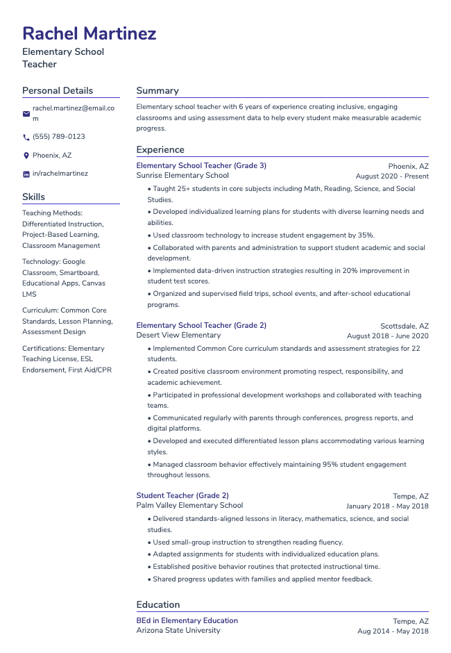 Teacher Resume