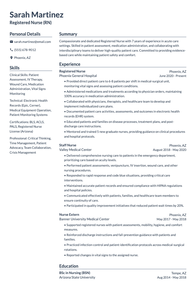 Registered Nurse Resume