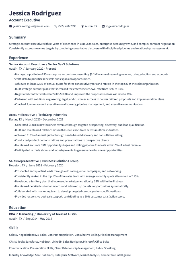 Account Executive Resume