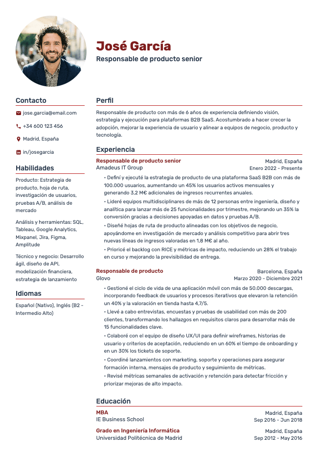 Impact resume template preview