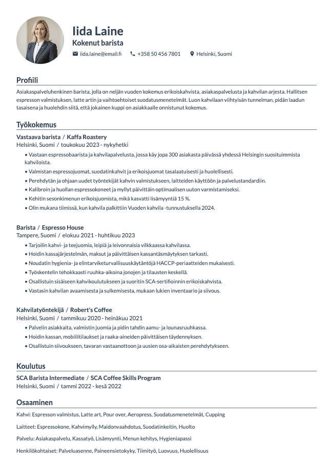 Barista CV