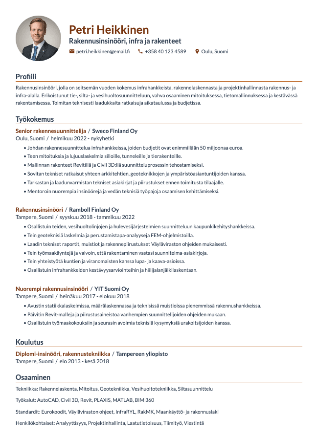 Rakennusinsinööri CV