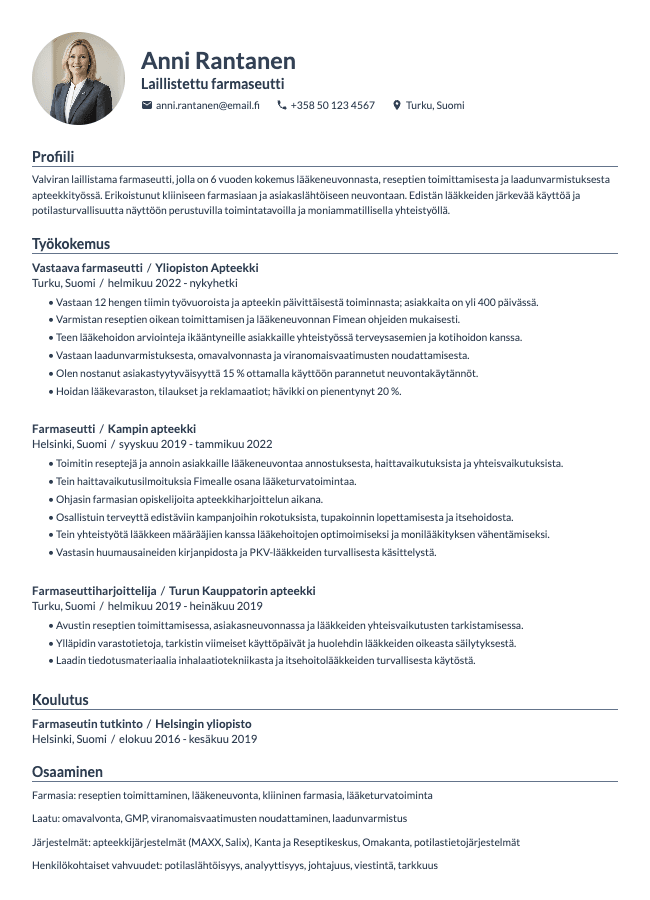 Farmaseutti CV