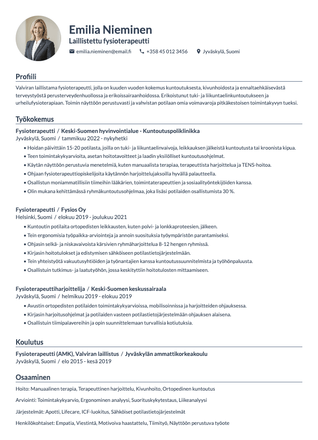 Fysioterapeutti CV