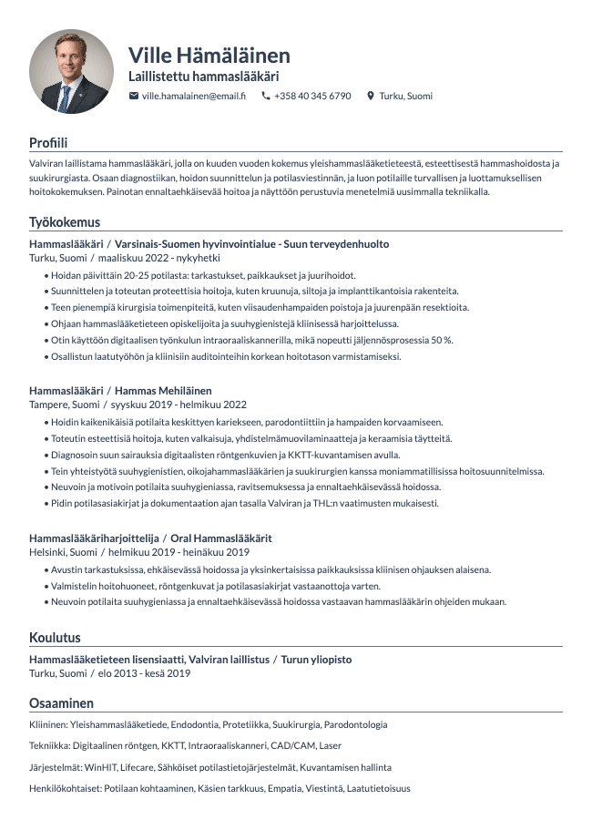 Hammaslääkäri CV