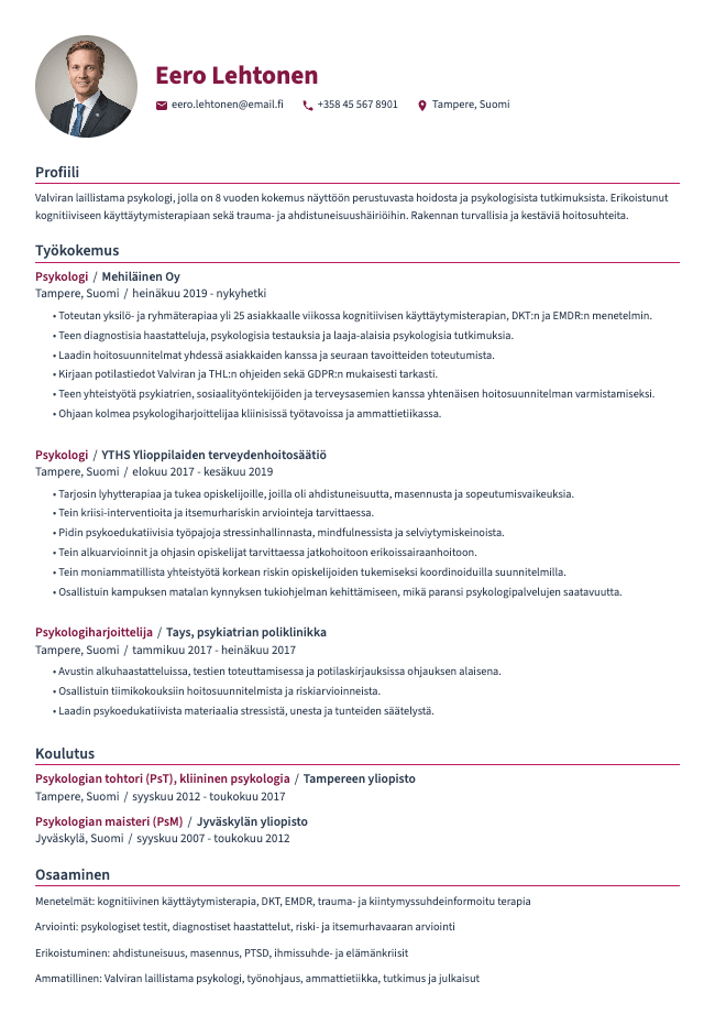 Psykologi CV