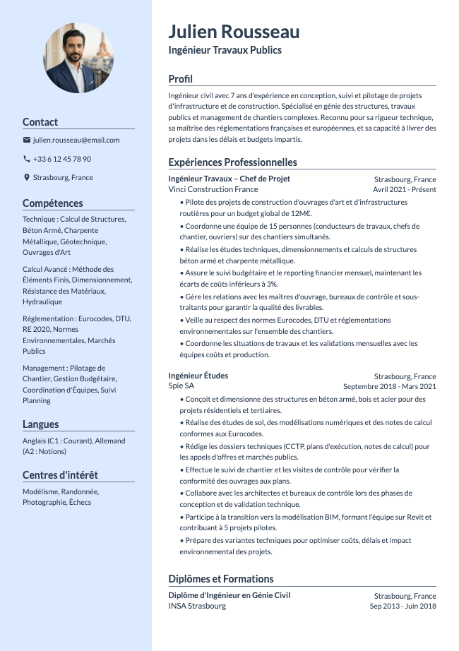 CV d'Ingénieur Civil
