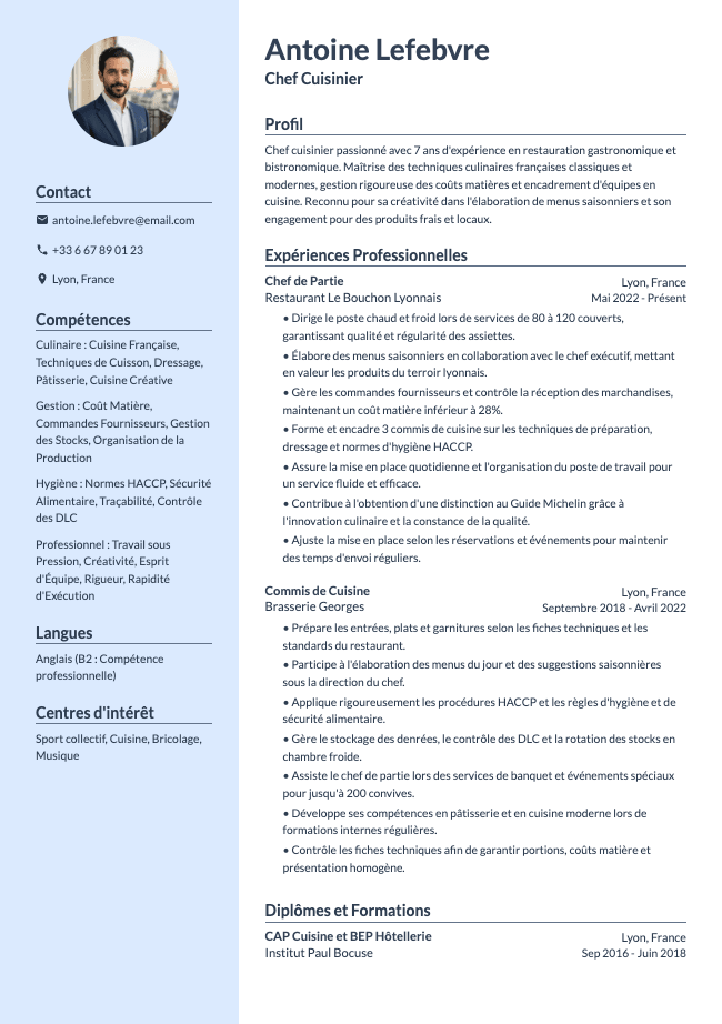 CV de Cuisinier