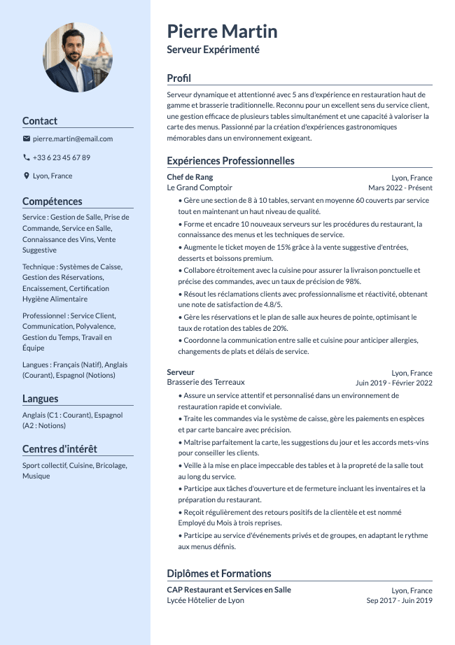 CV de Serveur