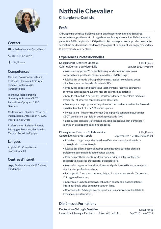 CV de Dentiste