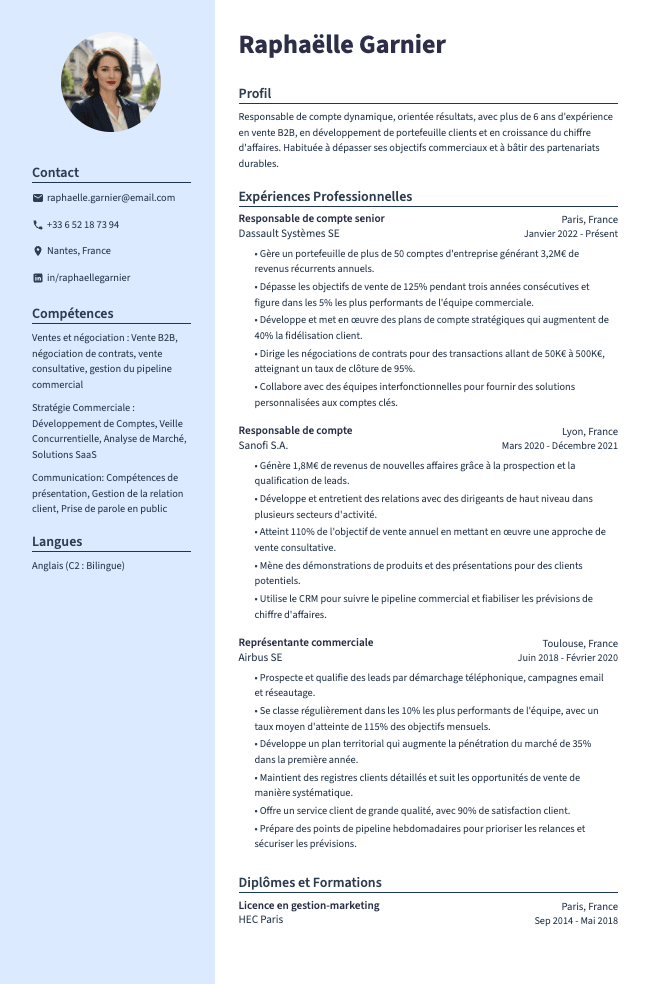 CV de Responsable de compte