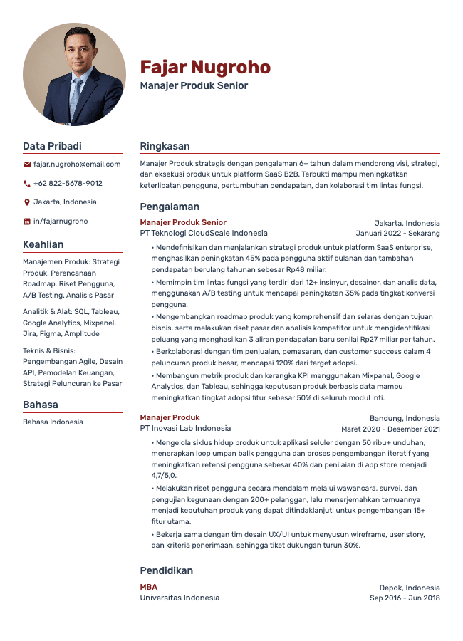 CV Manajer Produk