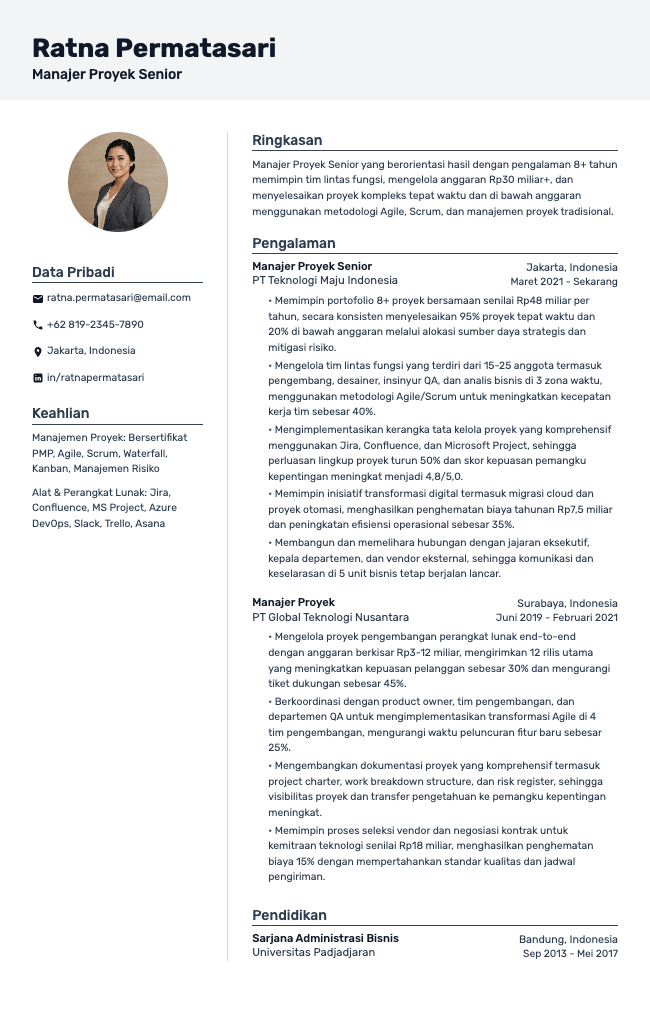 CV Manajer Proyek