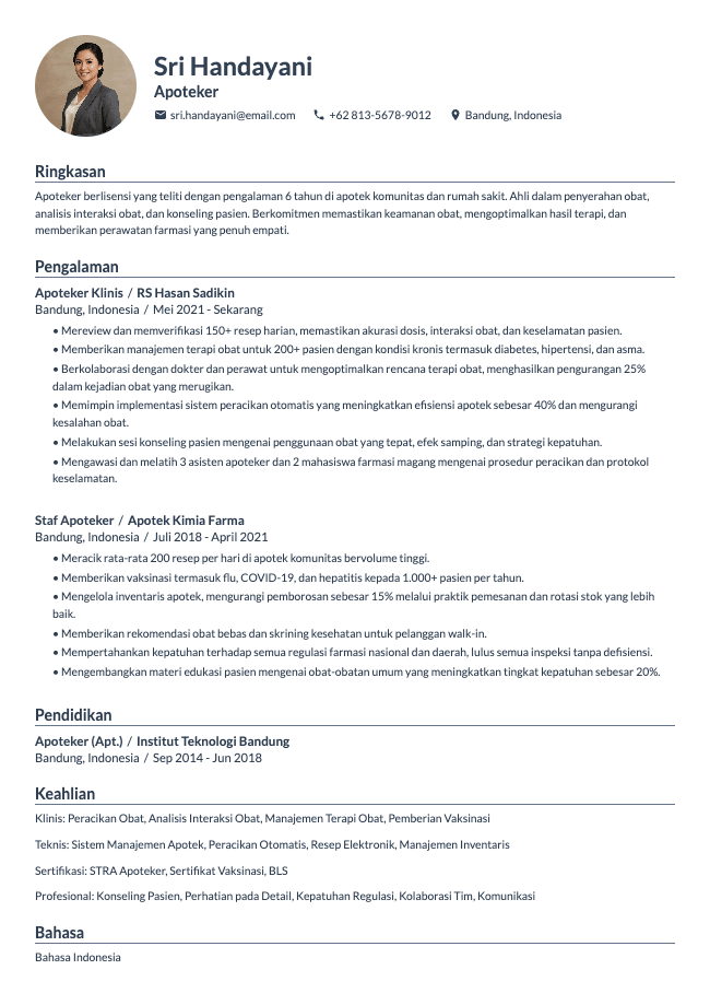 CV Apoteker