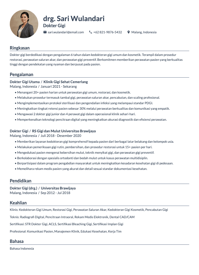 CV Dokter Gigi