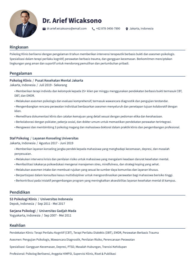 CV Psikolog Klinis