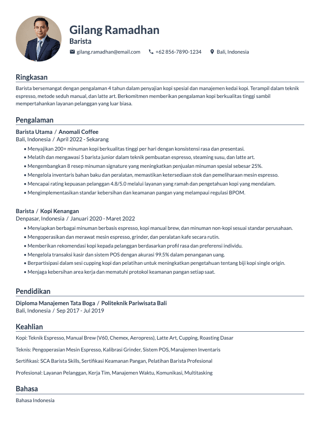 CV Barista