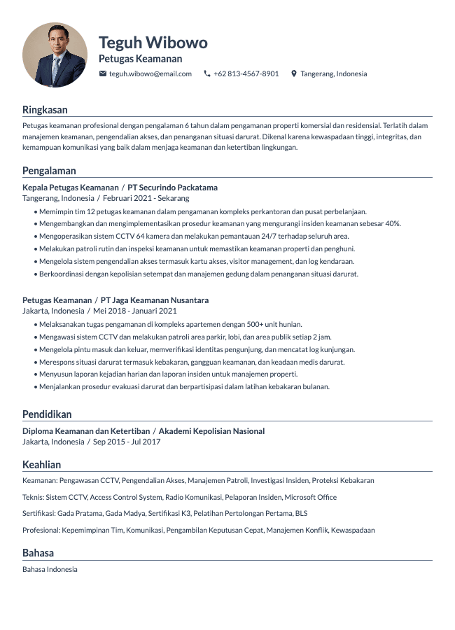 CV Petugas Keamanan