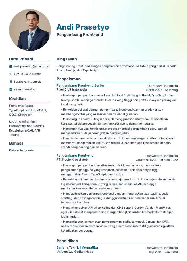 CV Pengembang Front-end