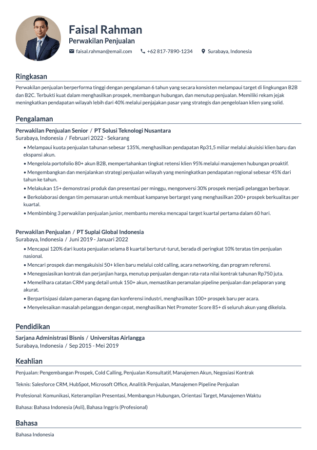 CV Perwakilan Penjualan