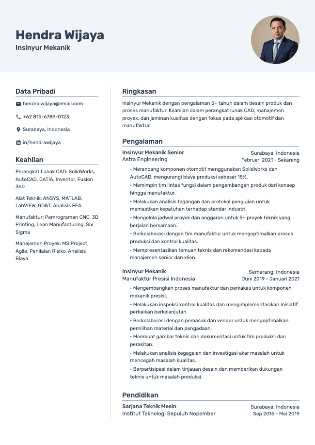 CV Insinyur Mekanik