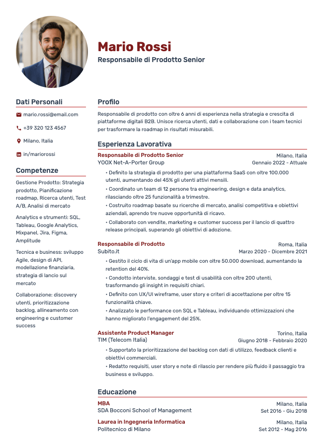Impact resume template preview
