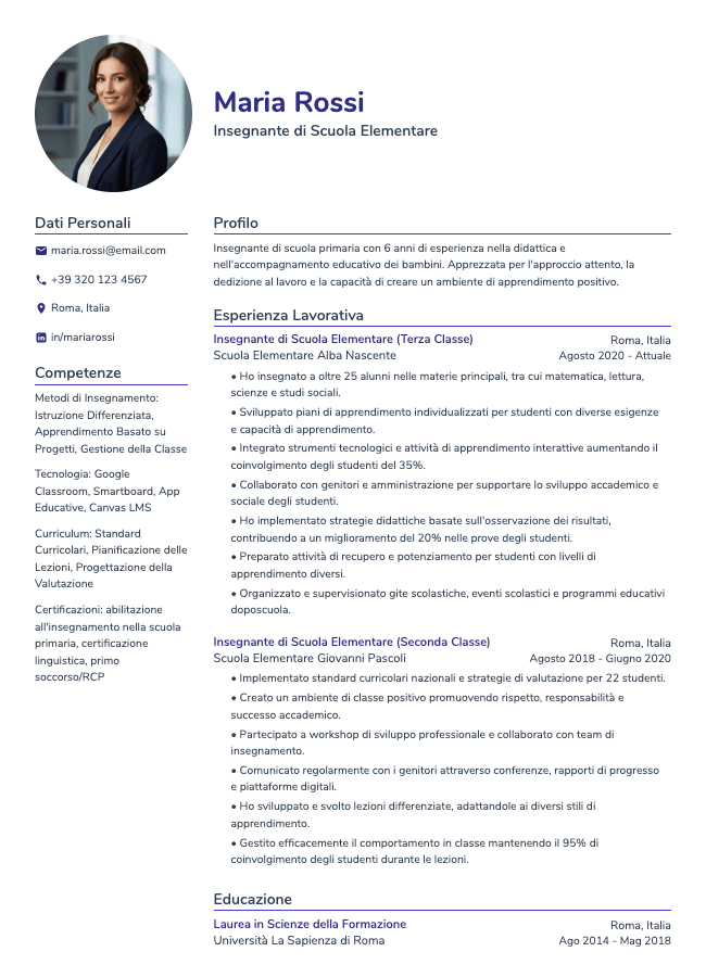 Curriculum di Insegnante