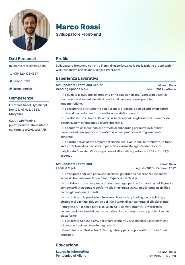 Horizon resume template preview